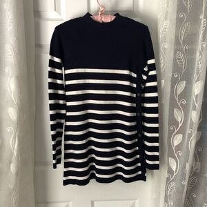Zara knit sweater striped top side buttons tunic, size small